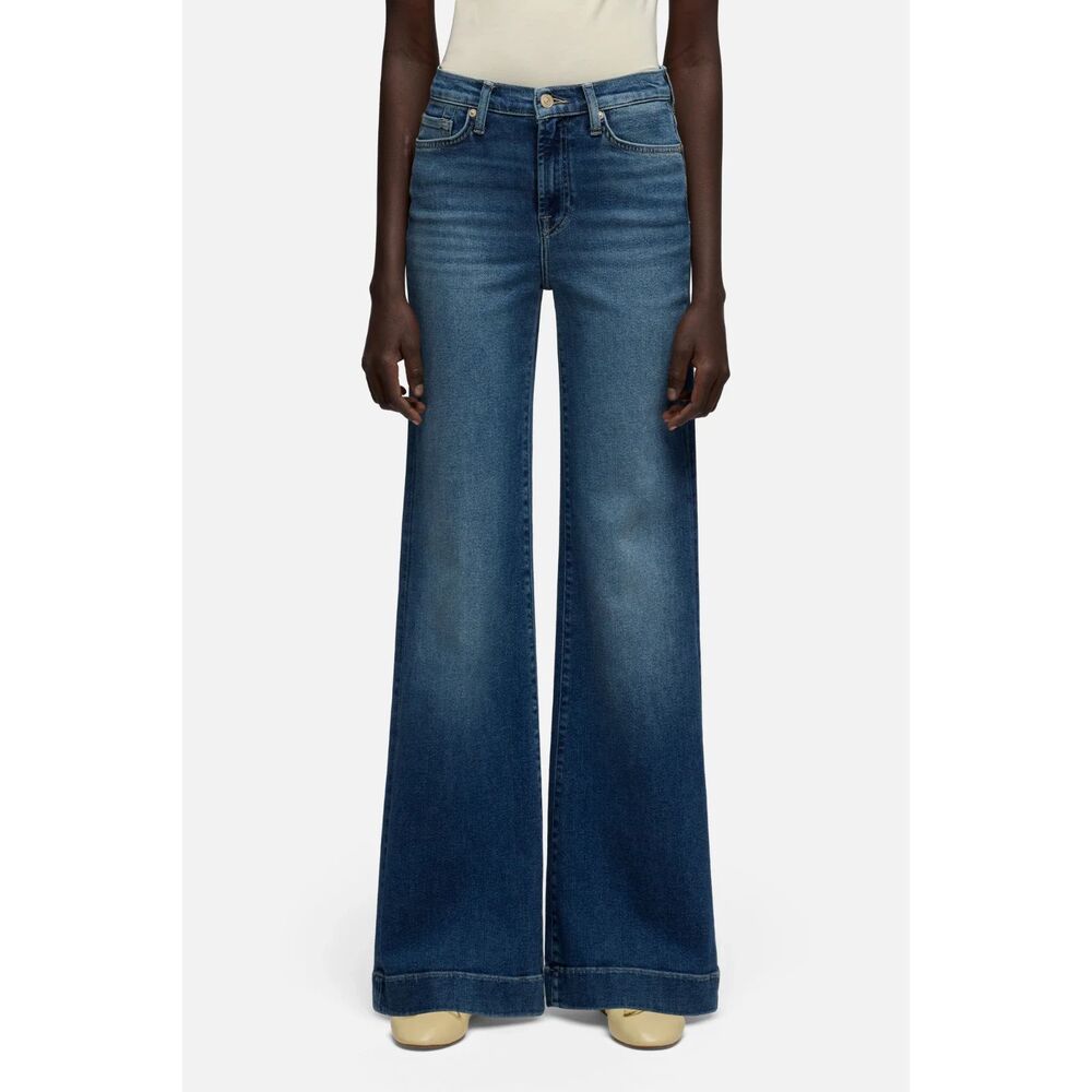 7 For All Mankind Women's Ultra High Rise Dojo Flare 70s Retro Boho Sz 24 Blue